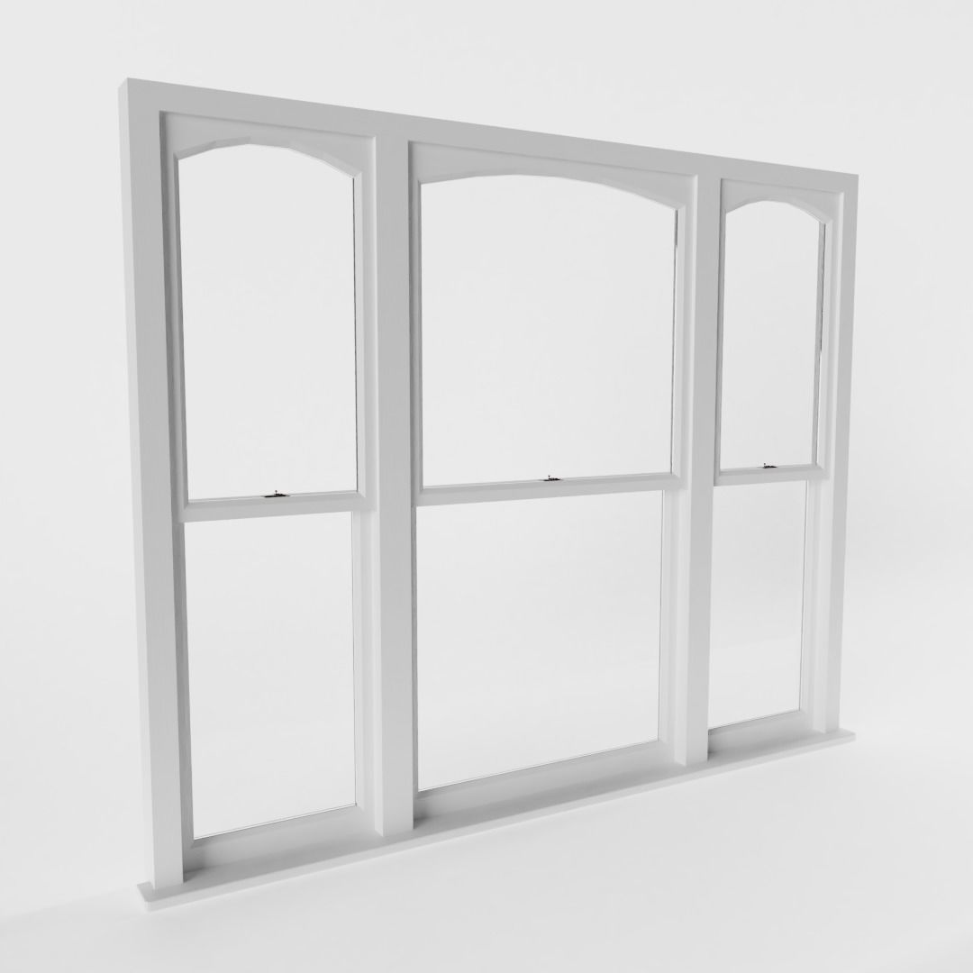 Triple Sash Window 3D model_1