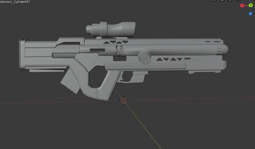 Sci-Fi rifle gun Low-poly 3D model_5