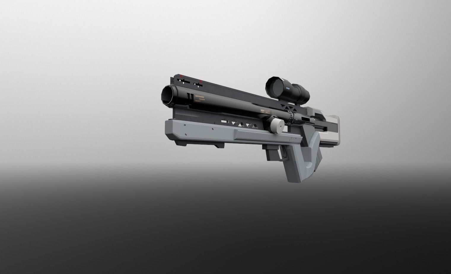 Sci-Fi rifle gun Low-poly 3D model_1