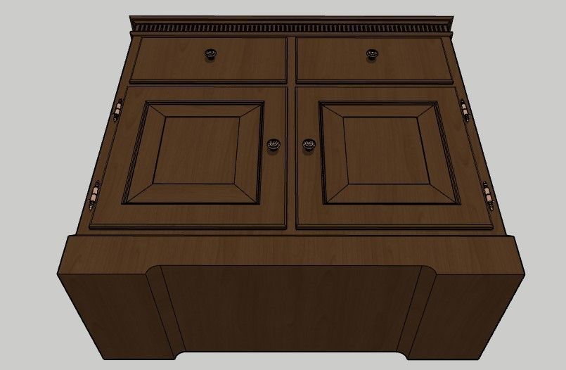 Dresser wooden box 3D model_16