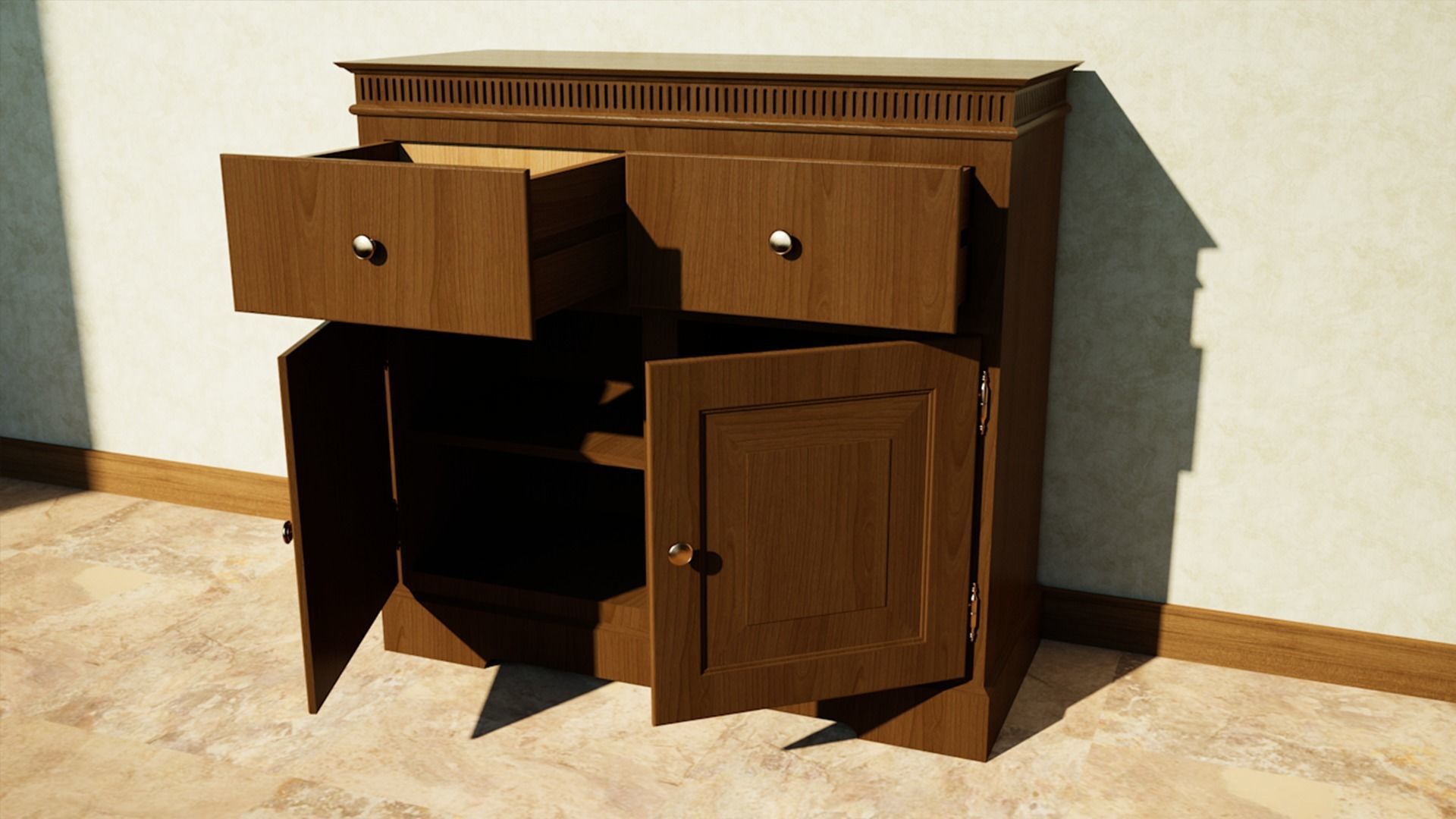Dresser wooden box 3D model_3