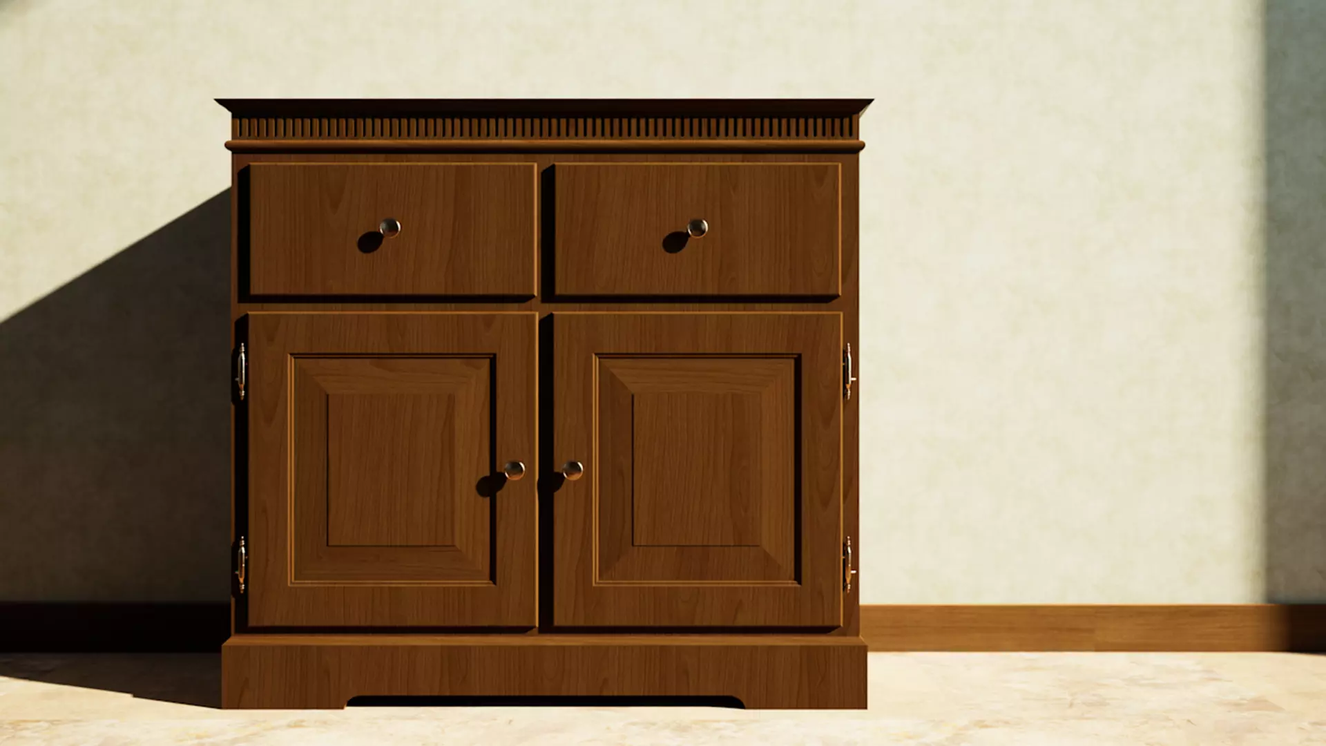 Dresser wooden box 3D model_0
