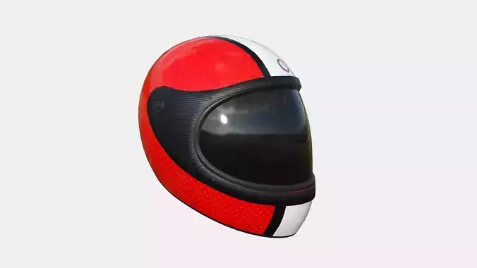 Cartoon Helmet Kart A01 Red - Character Design Low-poly 3D model