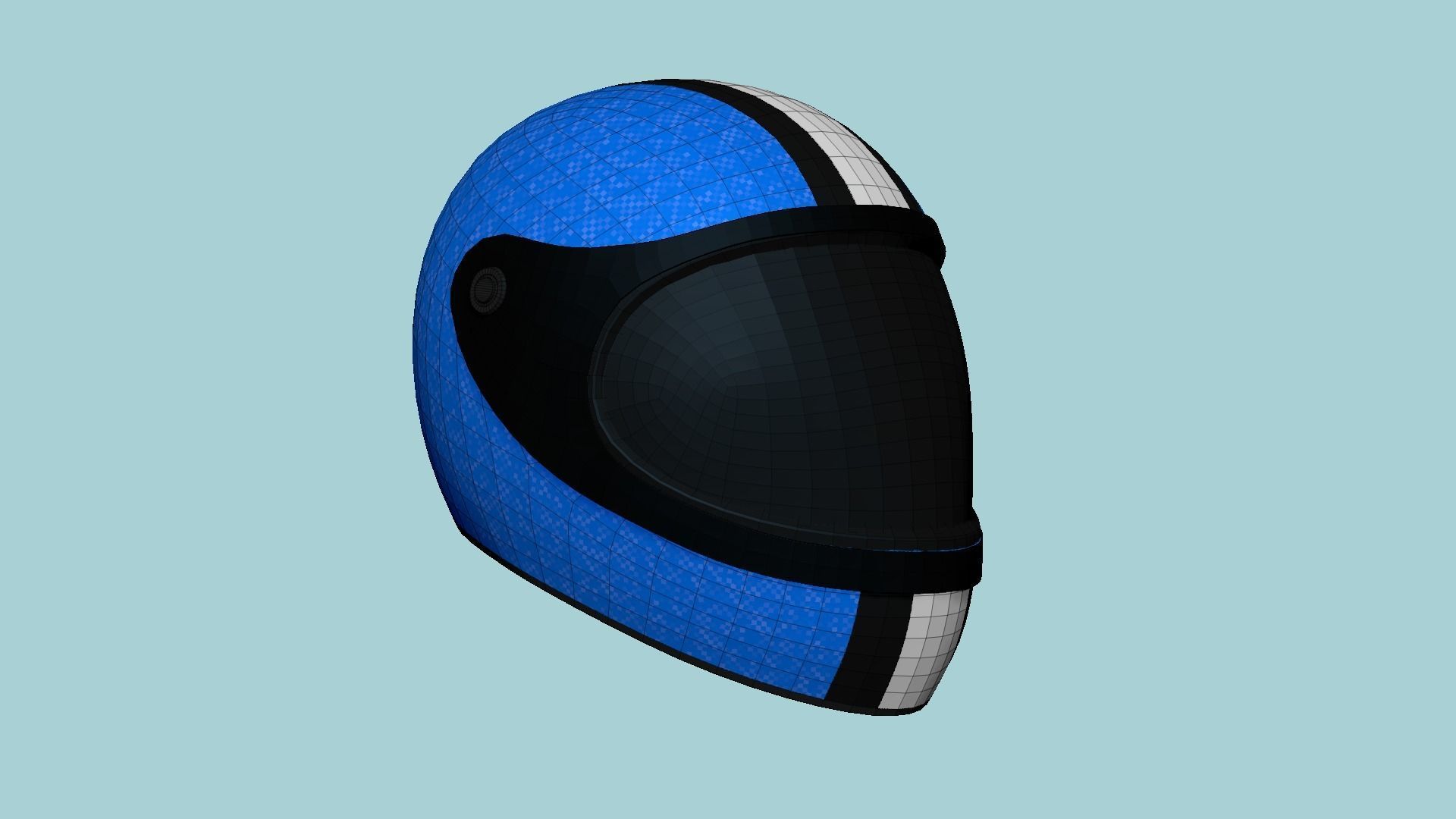 Cartoon Helmet Kart A02 Blue - Character Design Low-poly 3D model_6