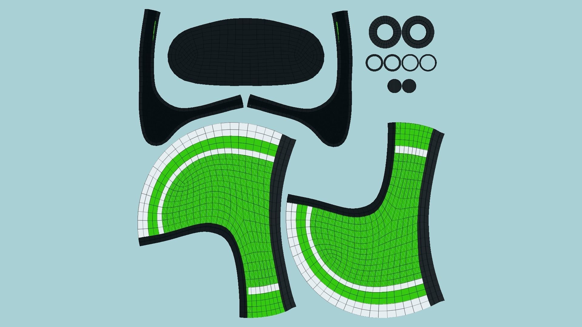 Cartoon Helmet Kart A04 Green - Character Design Low-poly 3D model_5