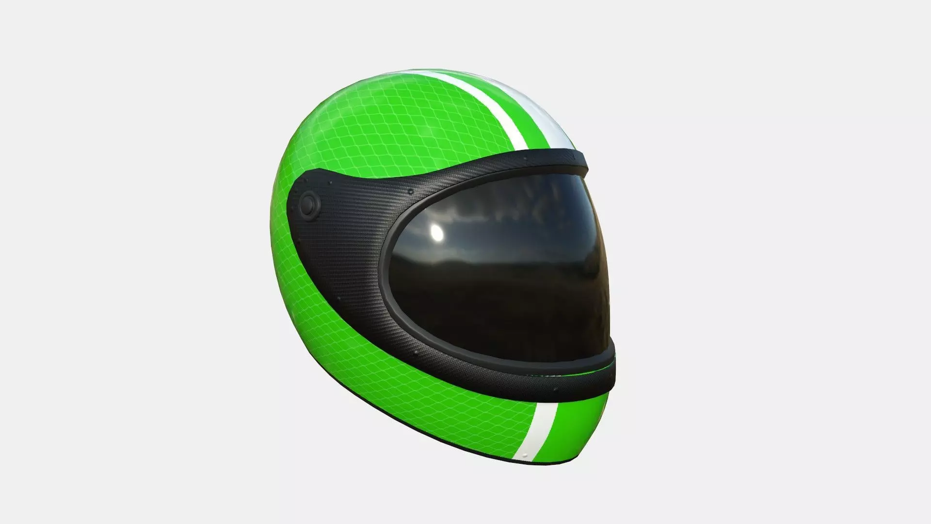 Cartoon Helmet Kart A04 Green - Character Design Low-poly 3D model_0