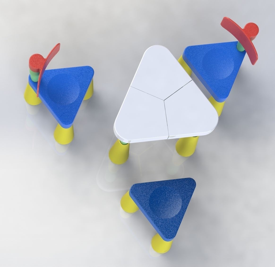 Set of table and chair and three-legged stool 3D print model_7