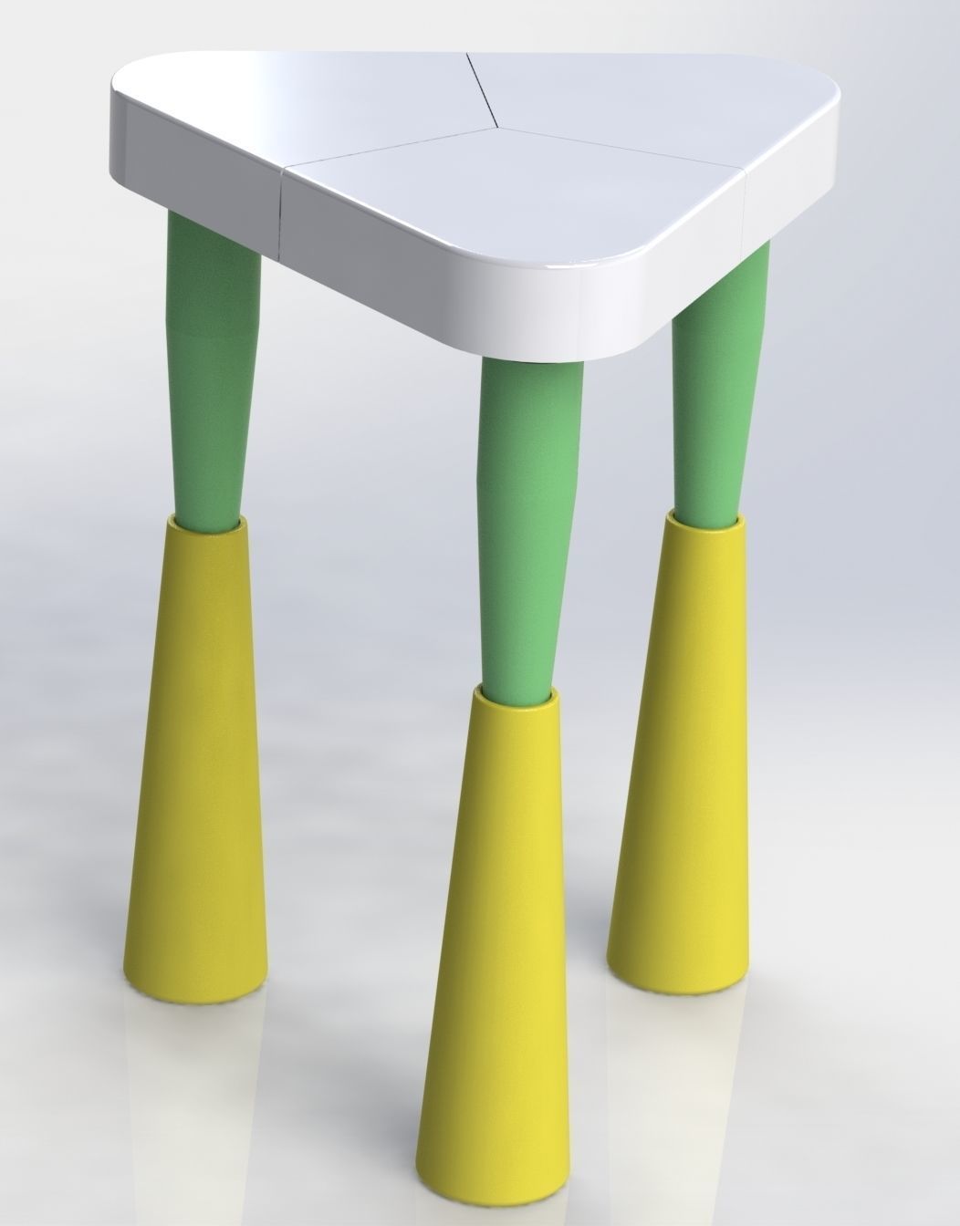 Set of table and chair and three-legged stool 3D print model_12