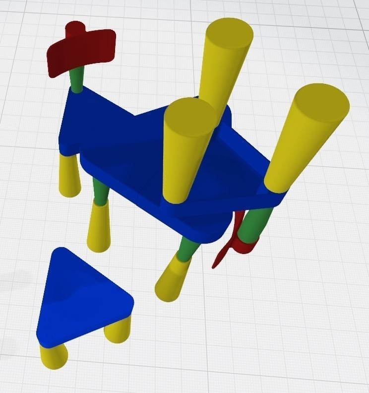 Set of table and chair and three-legged stool 3D print model_9