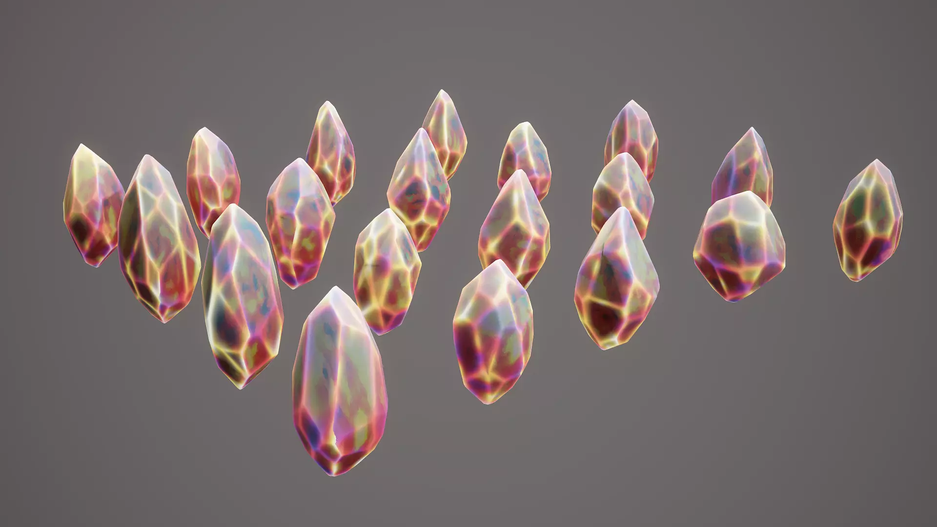 Fiery Crystals Low-poly 3D model