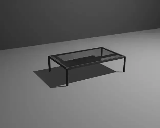 Glass table with black matte frame  low-poly game ready