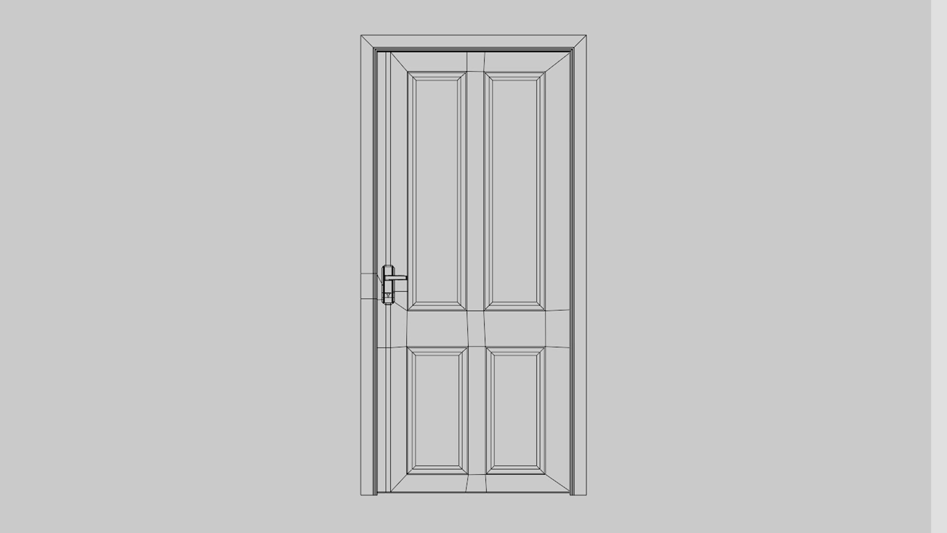 Wooden door V2 Low-poly 3D model_6