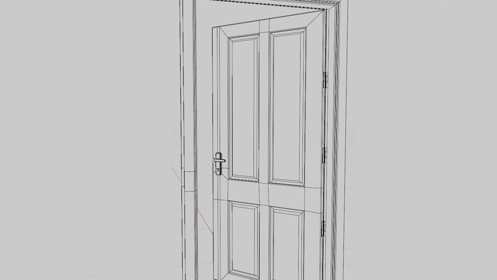 Wooden door V2 Low-poly 3D model_7