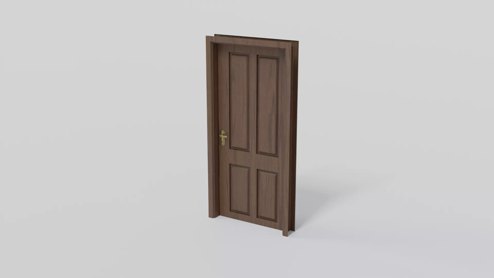 Wooden door V2 Low-poly 3D model_0