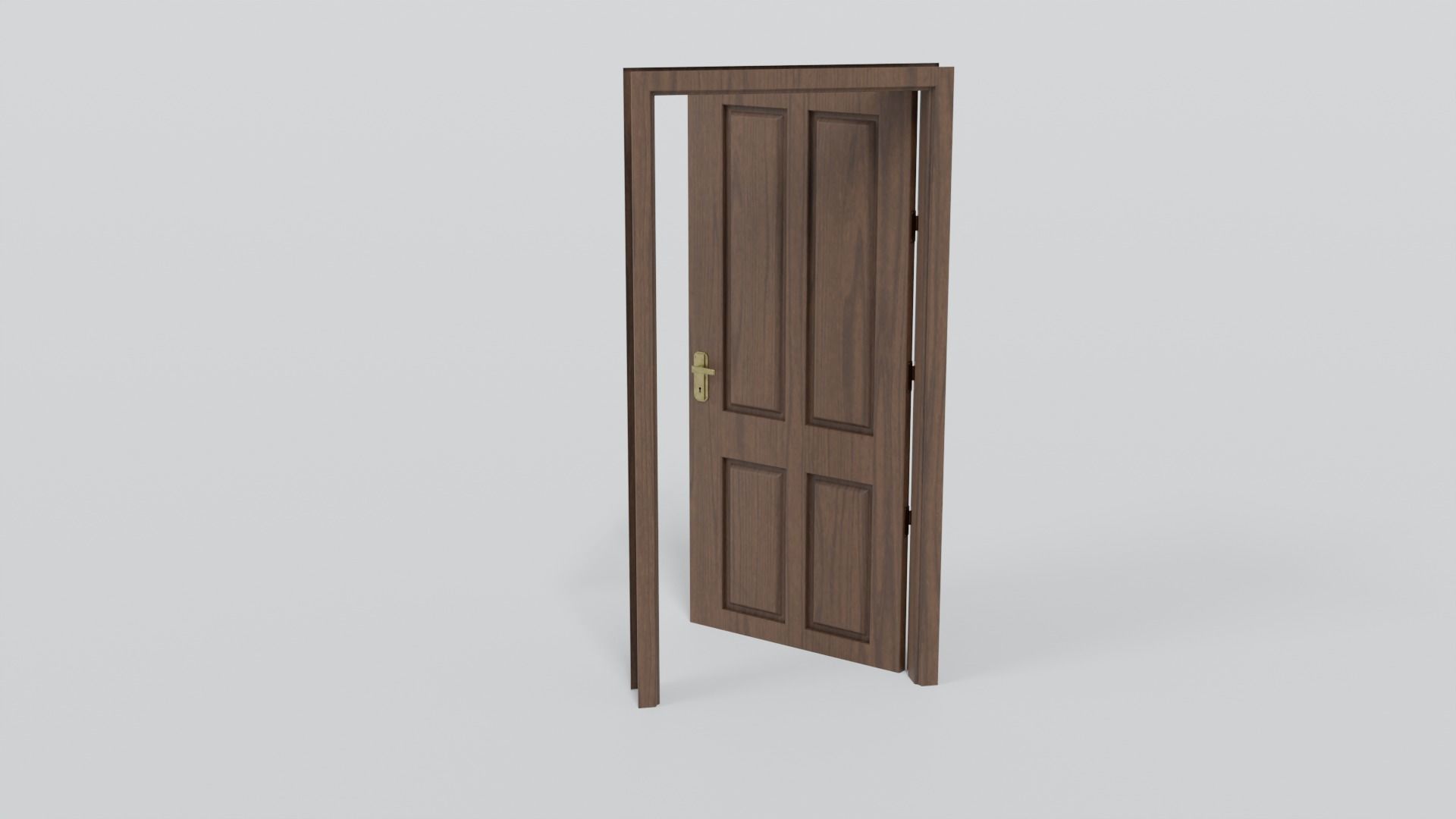 Wooden door V2 Low-poly 3D model_1