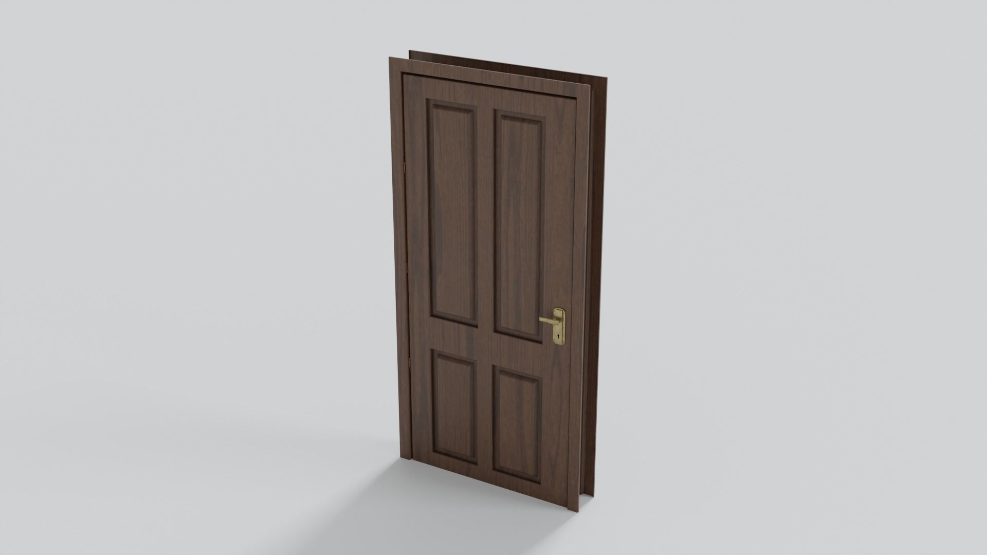 Wooden door V2 Low-poly 3D model_3