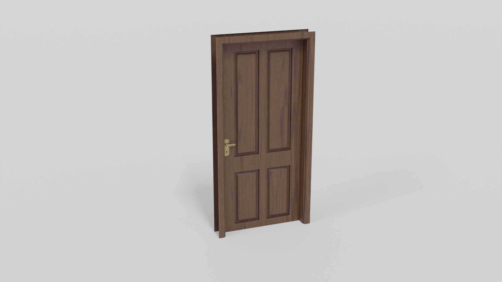 Wooden door V2 Low-poly 3D model_2