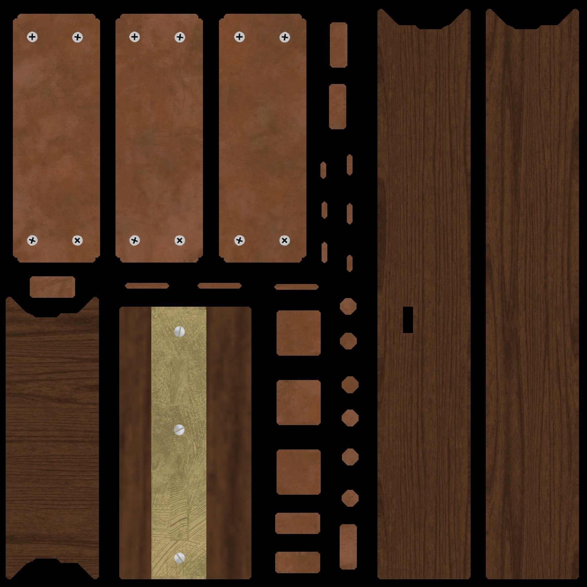 Wooden door V2 Low-poly 3D model_9