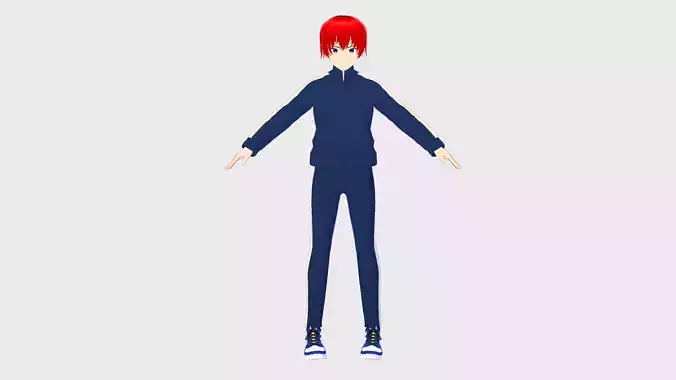 Fitness Man Anime Character Low-poly 3D model