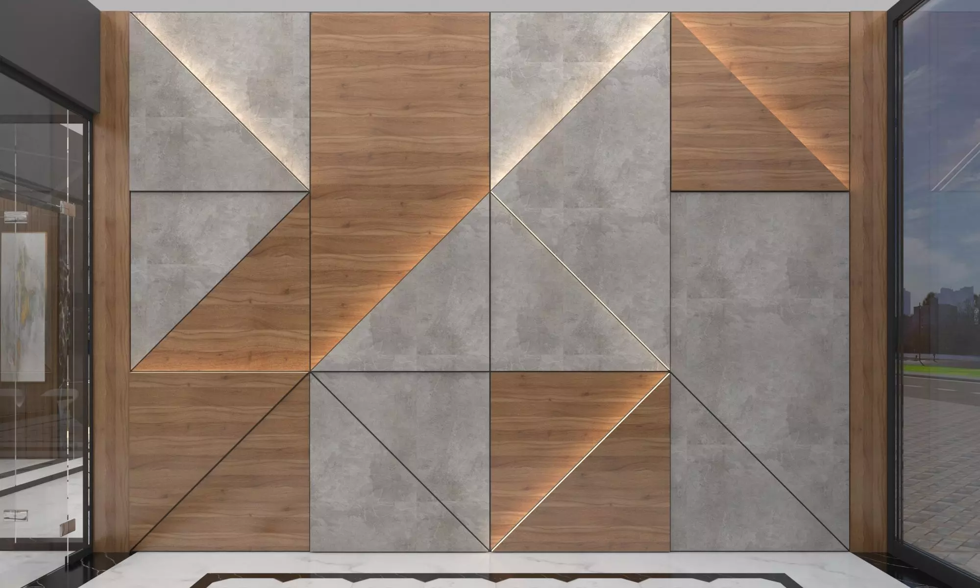 Wall panel Low-poly 3D model_0