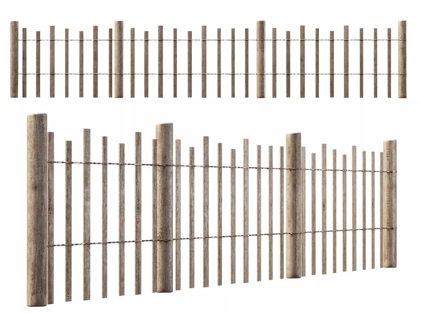 Wooden fencing  3D model_0