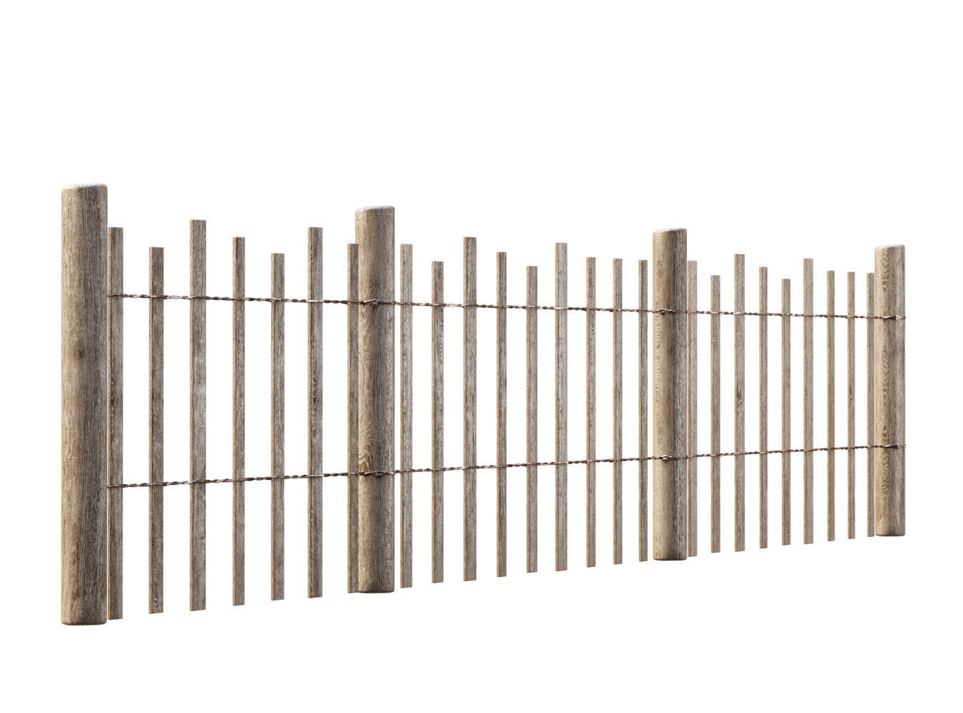 Wooden fencing  3D model_4