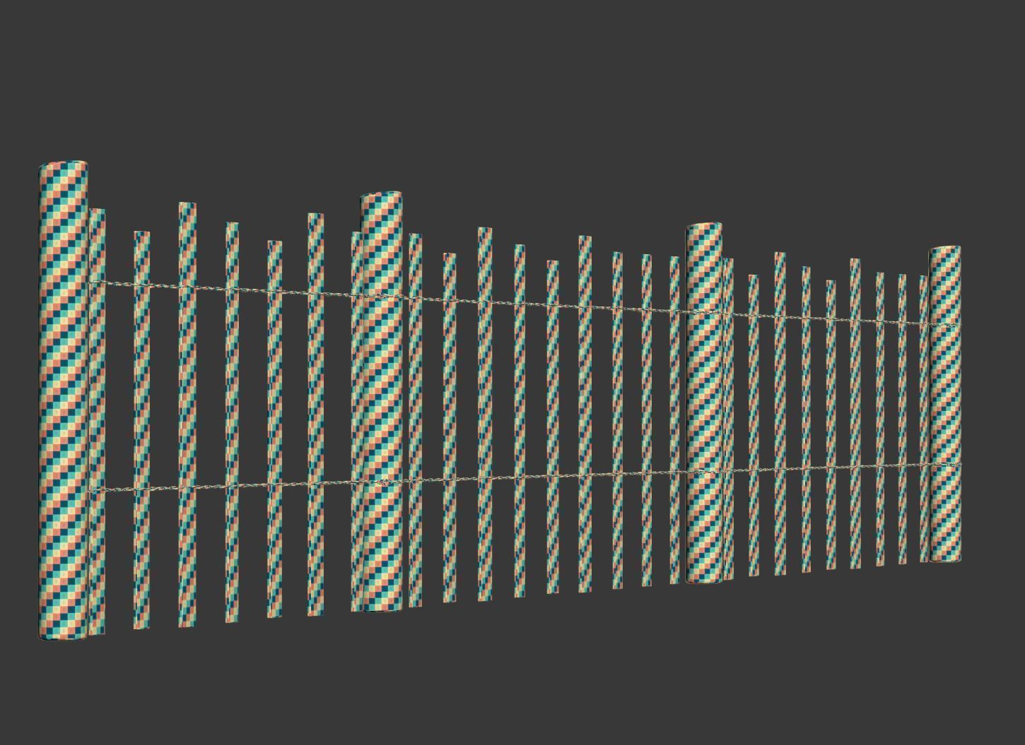 Wooden fencing  3D model_6