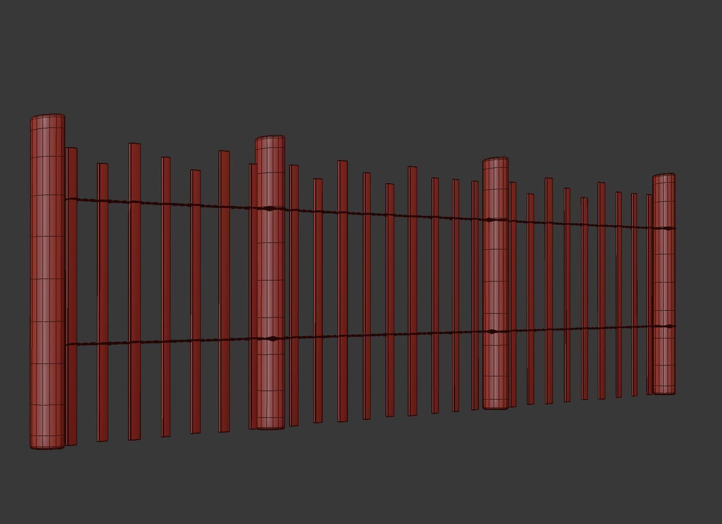 Wooden fencing  3D model_5