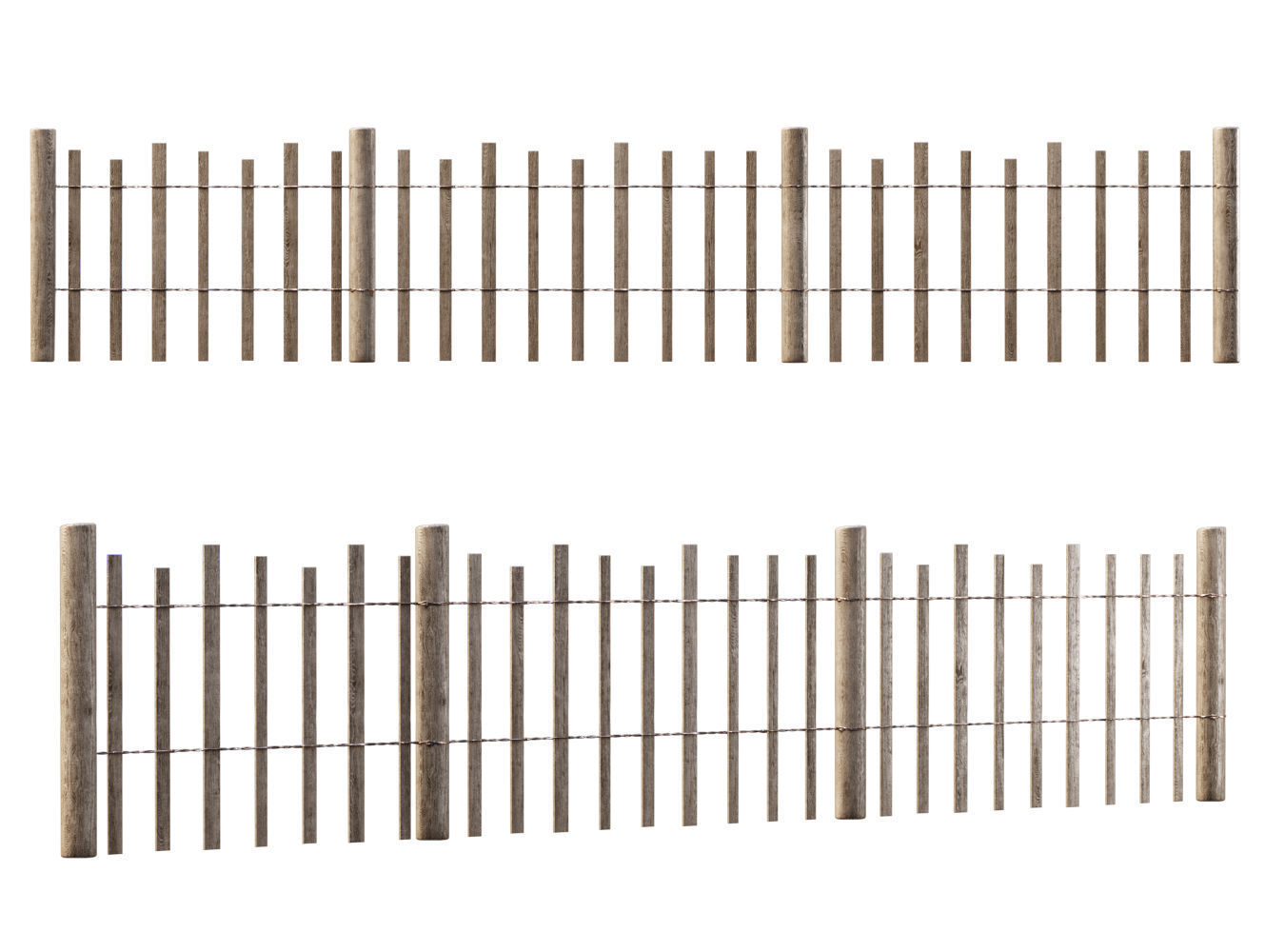 Wooden fencing  3D model_2