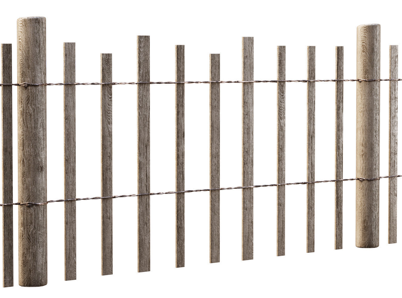 Wooden fencing  3D model_1