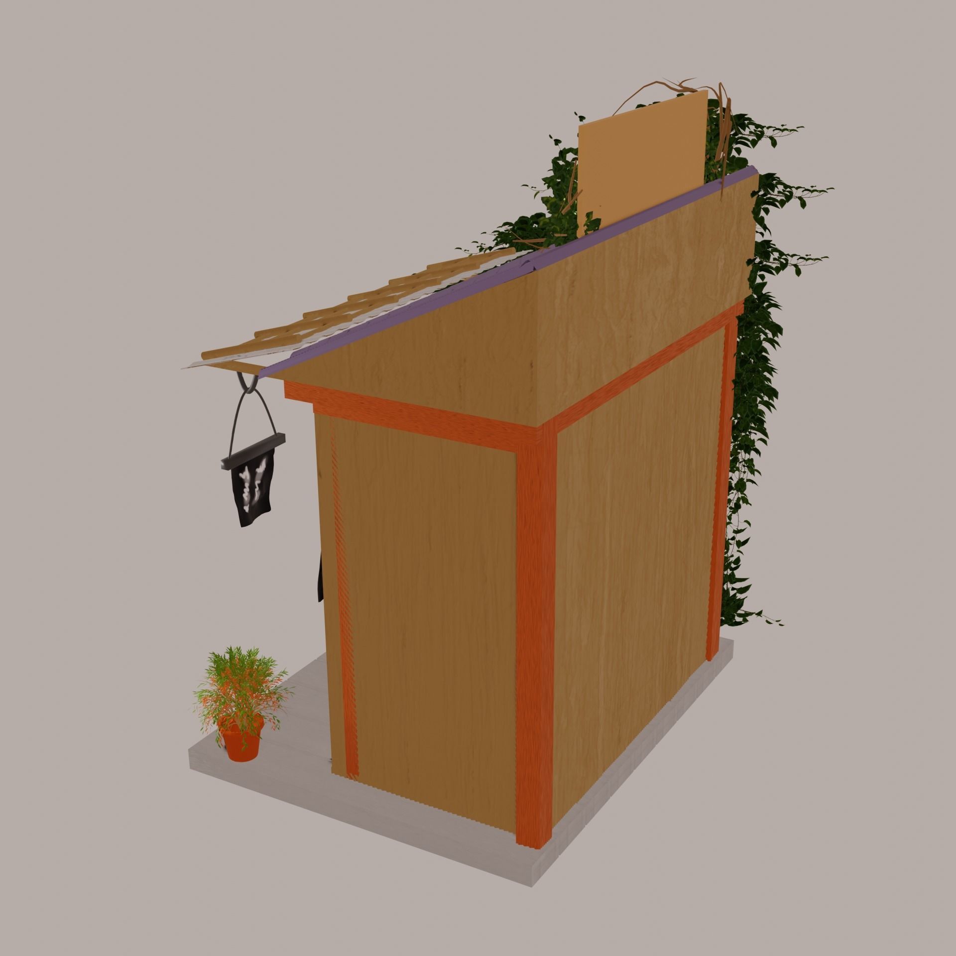 Coffee Shop Build Structure Post Tree Japanese Pavilions Low-poly 3D model_7