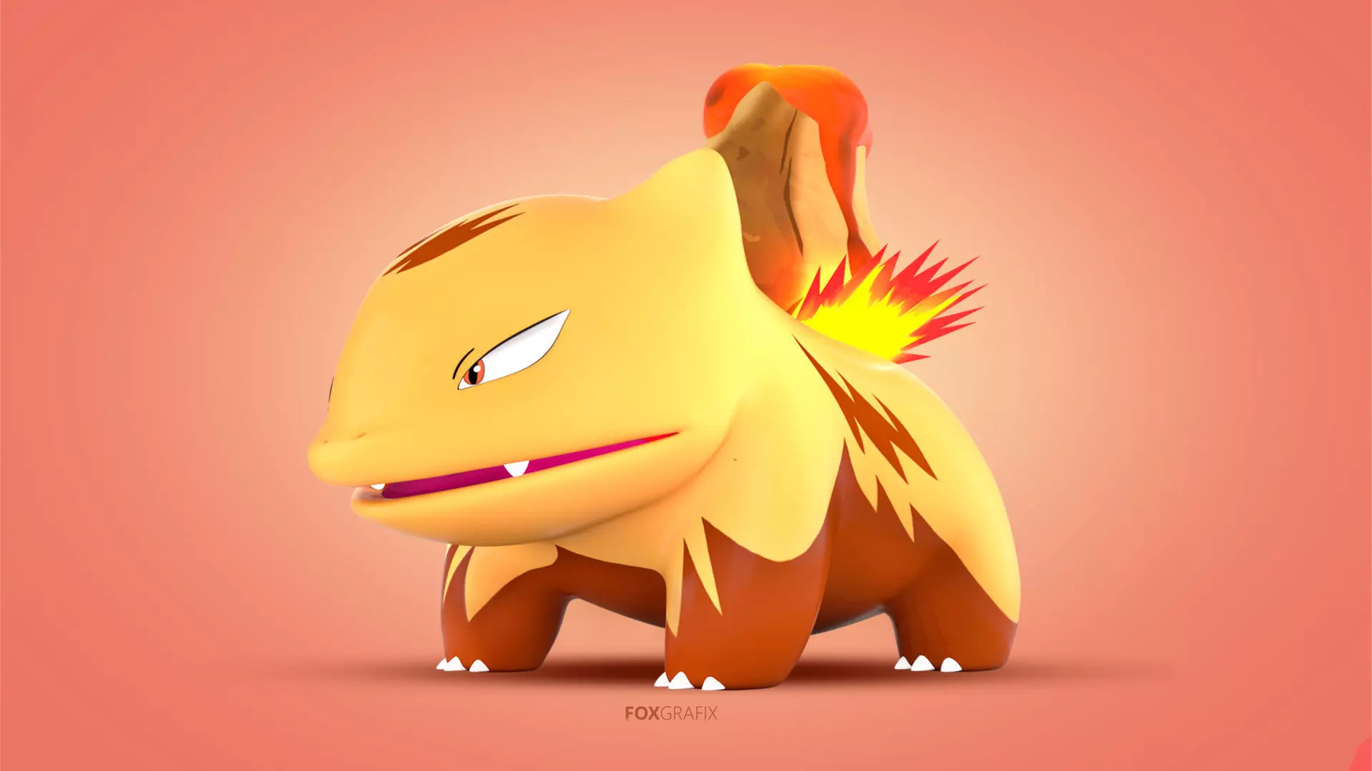 Pokemon Bulbasaur Fire Concept Low-poly 3D model