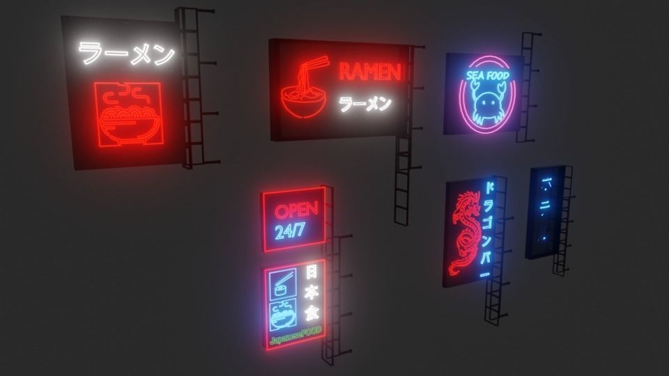 Neon Sign - 6 Sign Set  3D model_2