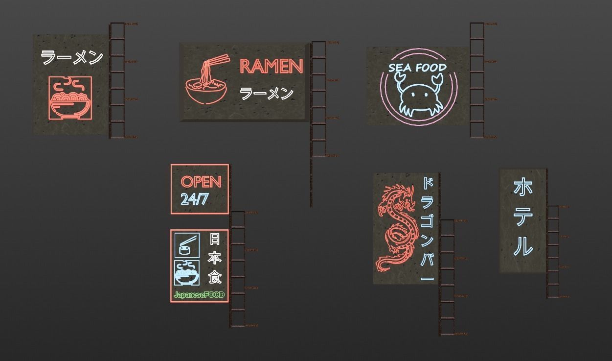 Neon Sign - 6 Sign Set  3D model_3