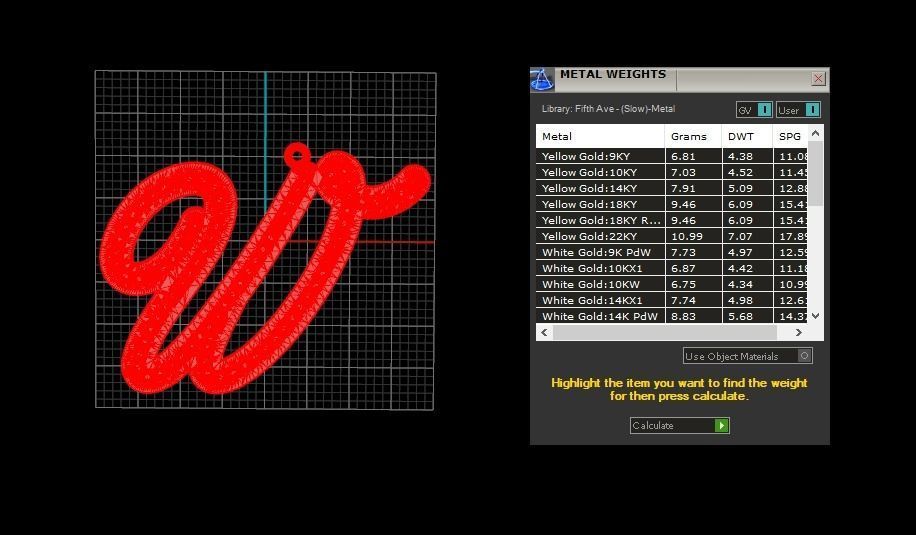 Initial Letters Pendant W 3D print model_2