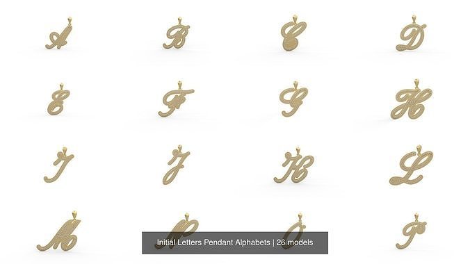 Initial Letters Pendant Alphabets 3D Model Collection