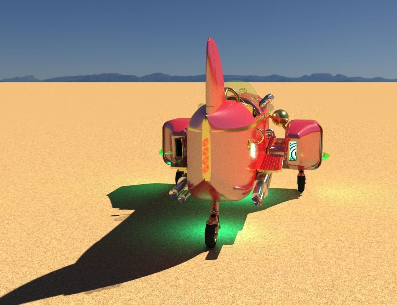 Steampunk boat tail racer 3D model_3