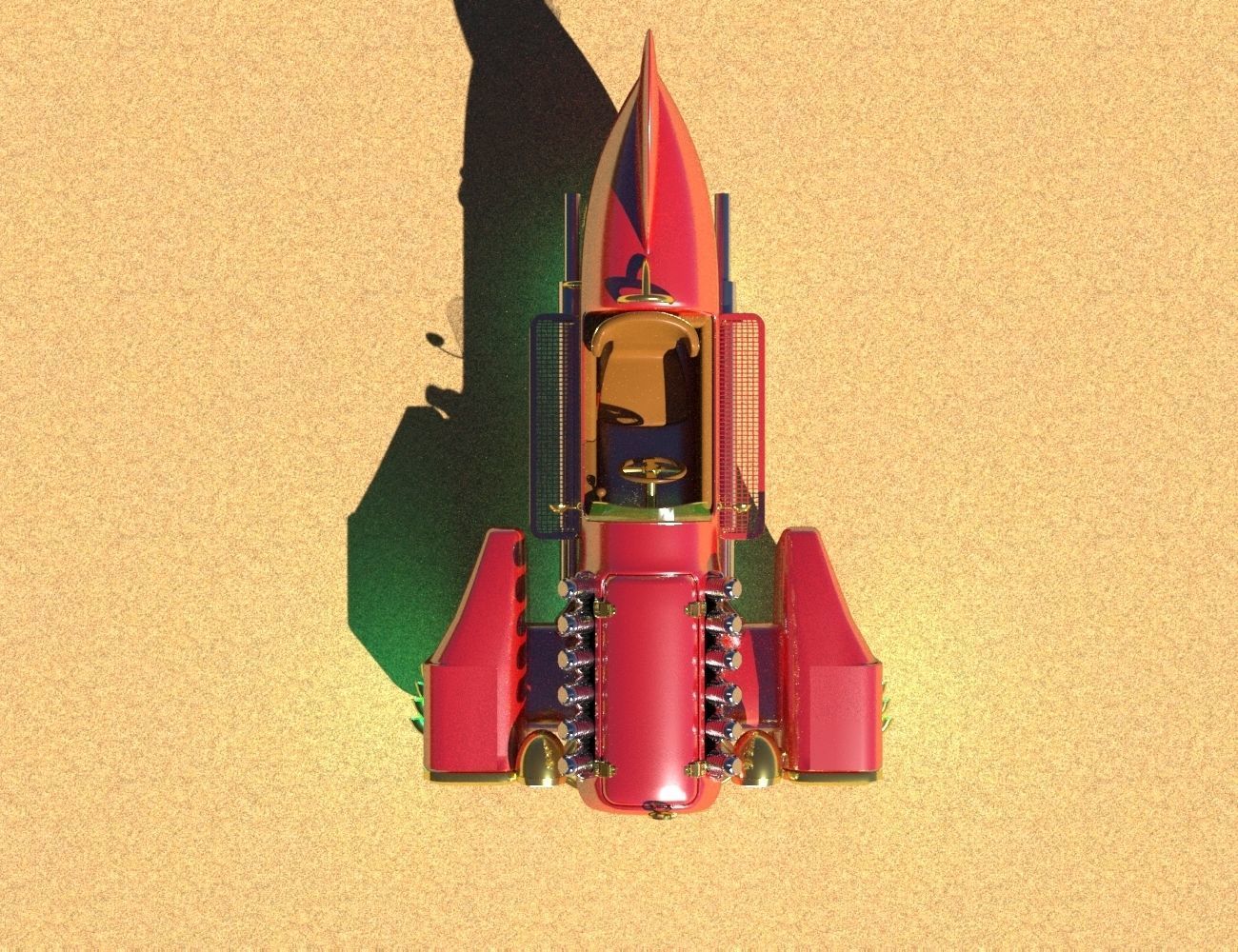 Steampunk boat tail racer 3D model_2