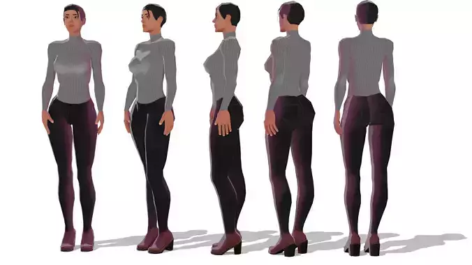 StylizedWoman2 sims character Low-poly 3D model