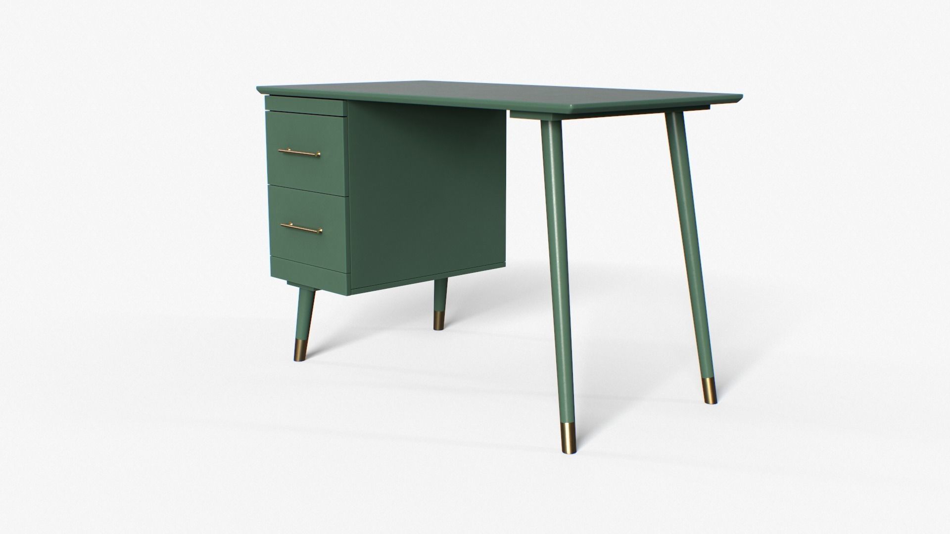 LEON Desk green and white Low-poly 3D model_6