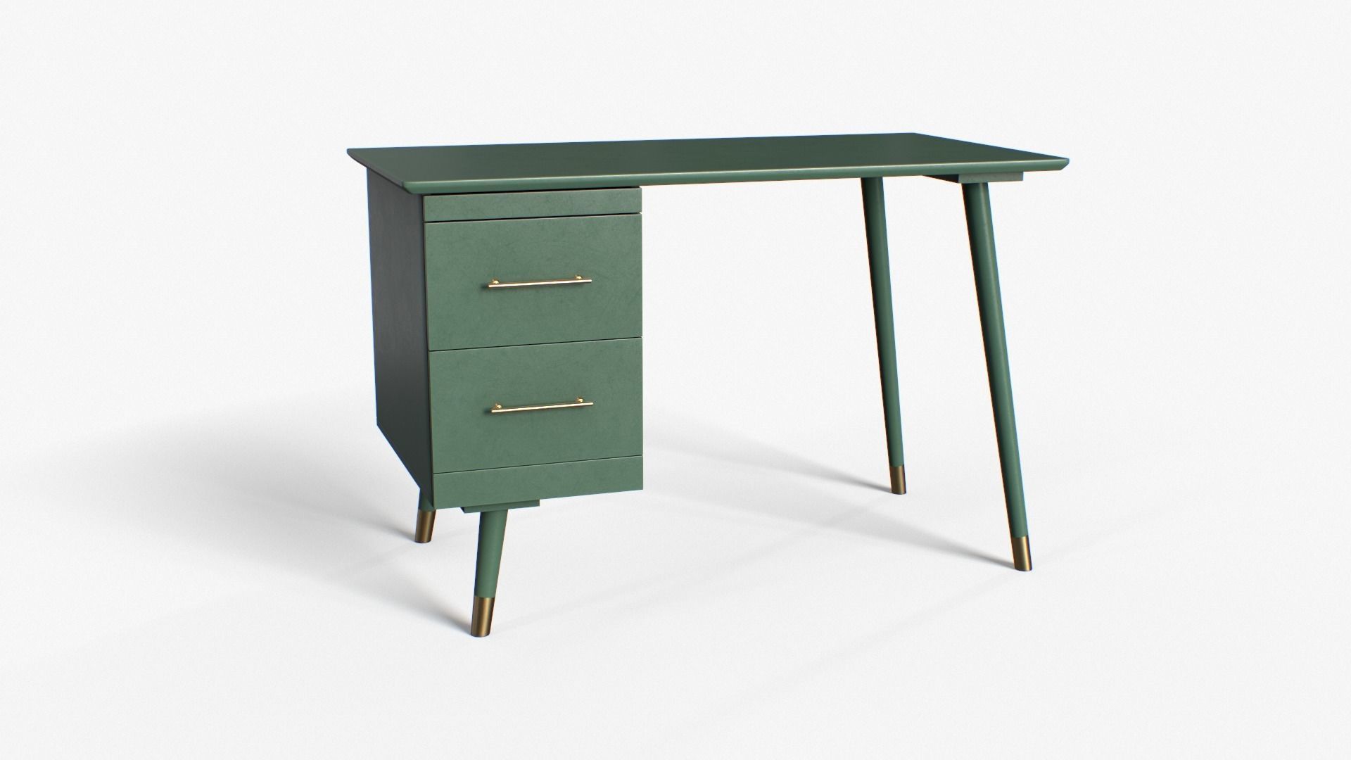 LEON Desk green and white Low-poly 3D model_1