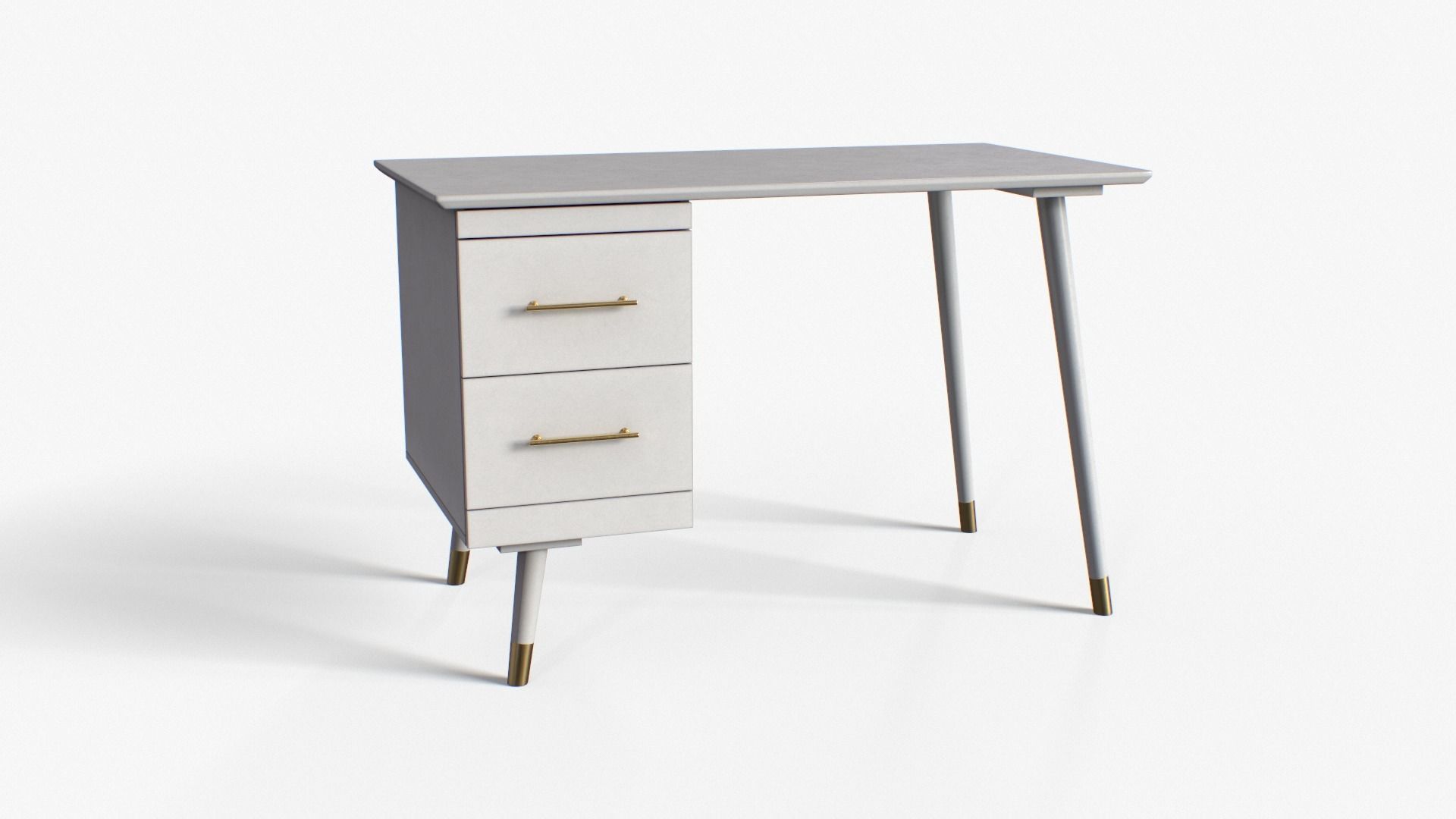 LEON Desk green and white Low-poly 3D model_2