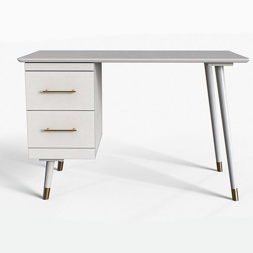 LEON Desk green and white Low-poly 3D model