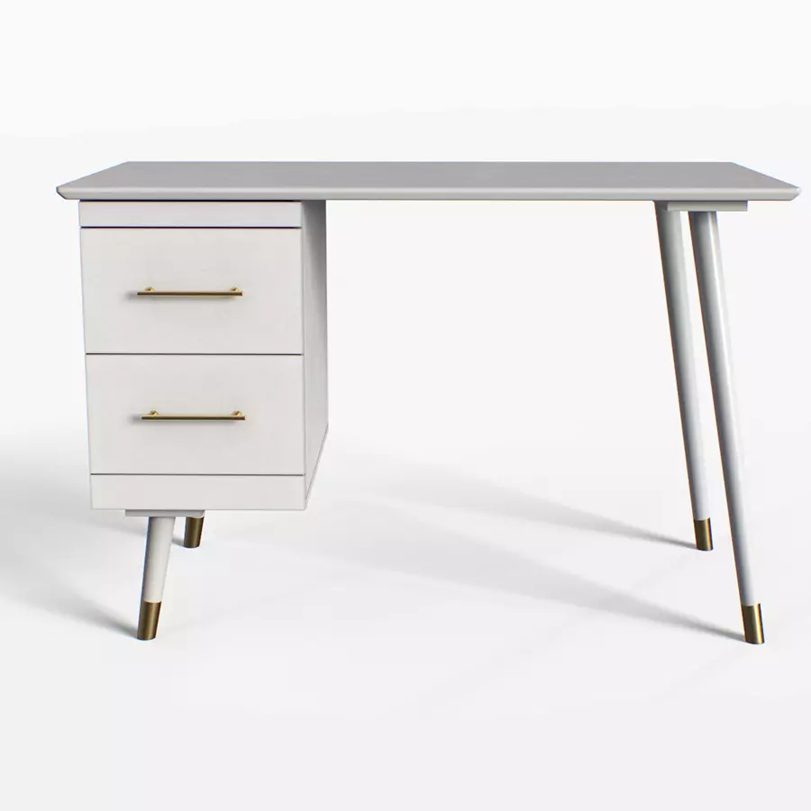 LEON Desk green and white Low-poly 3D model_0