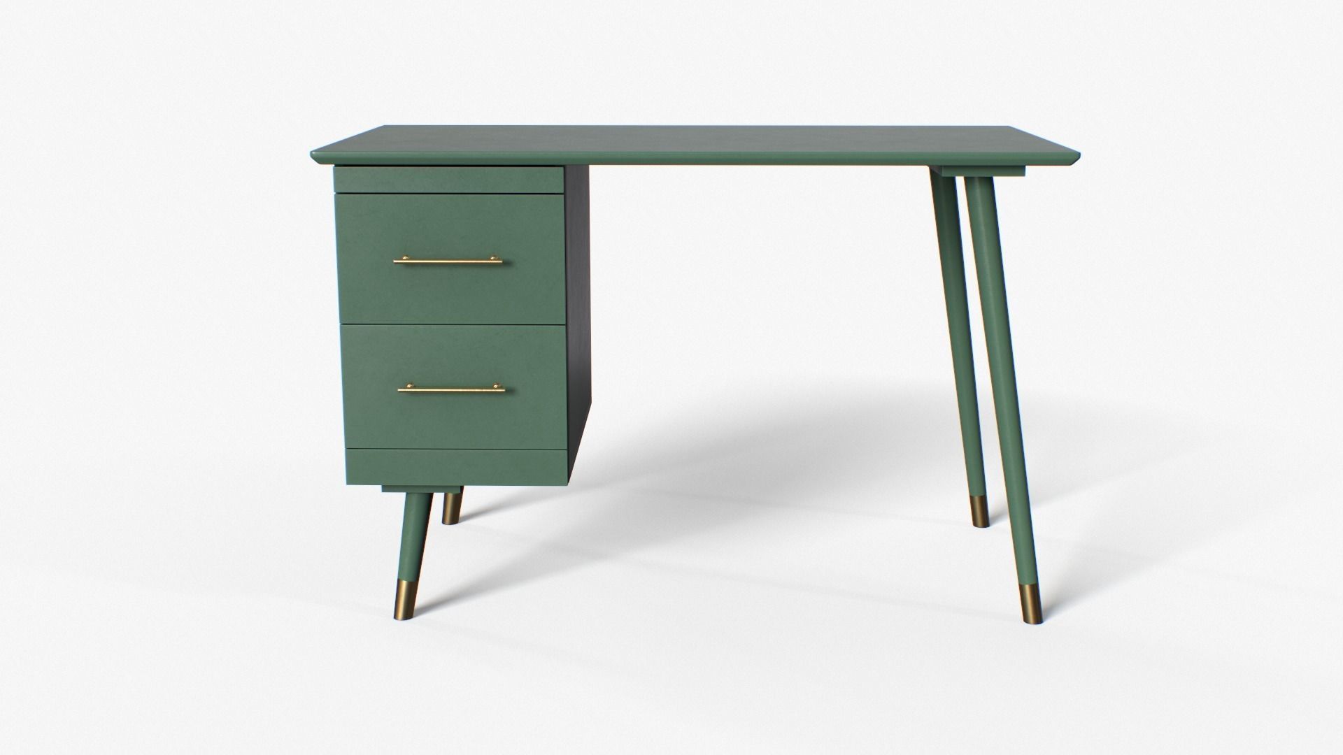 LEON Desk green and white Low-poly 3D model_4