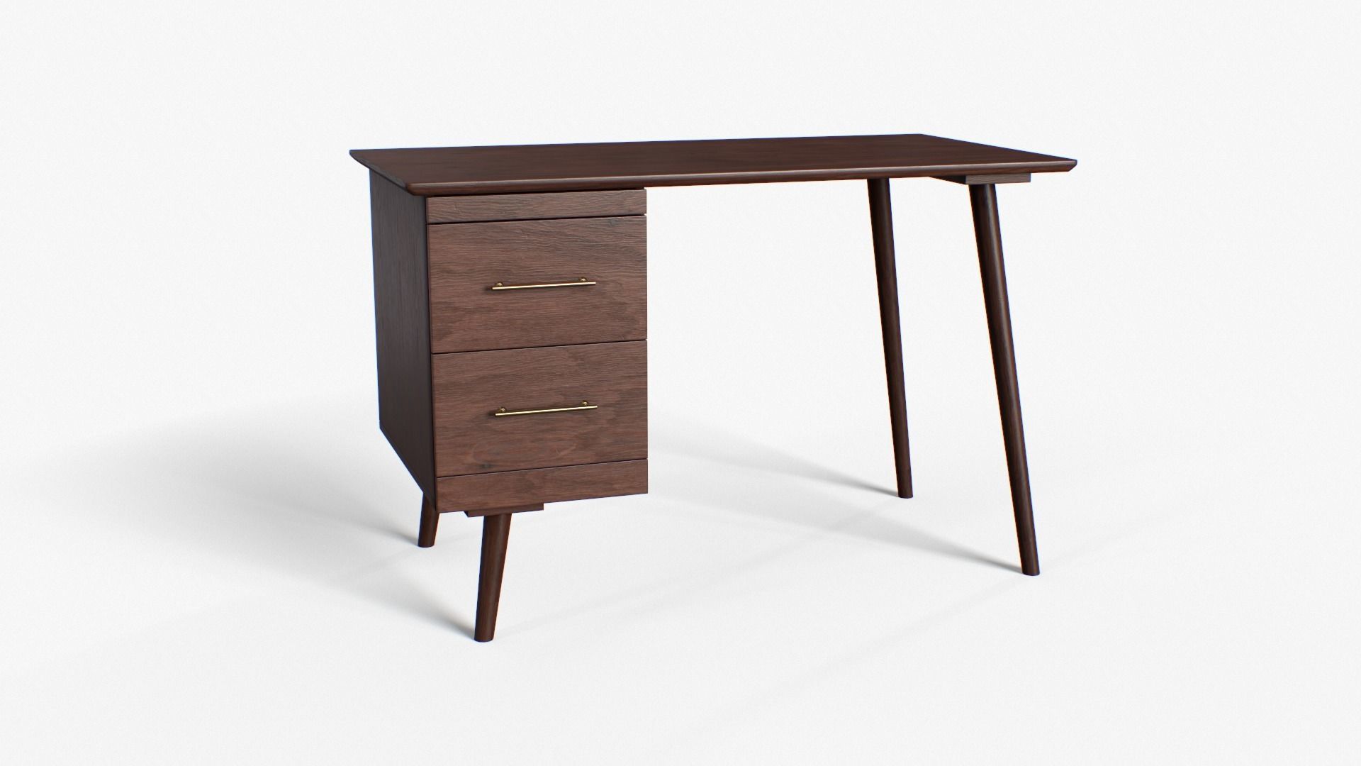 LEON Desk walnut and black Low-poly 3D model_2