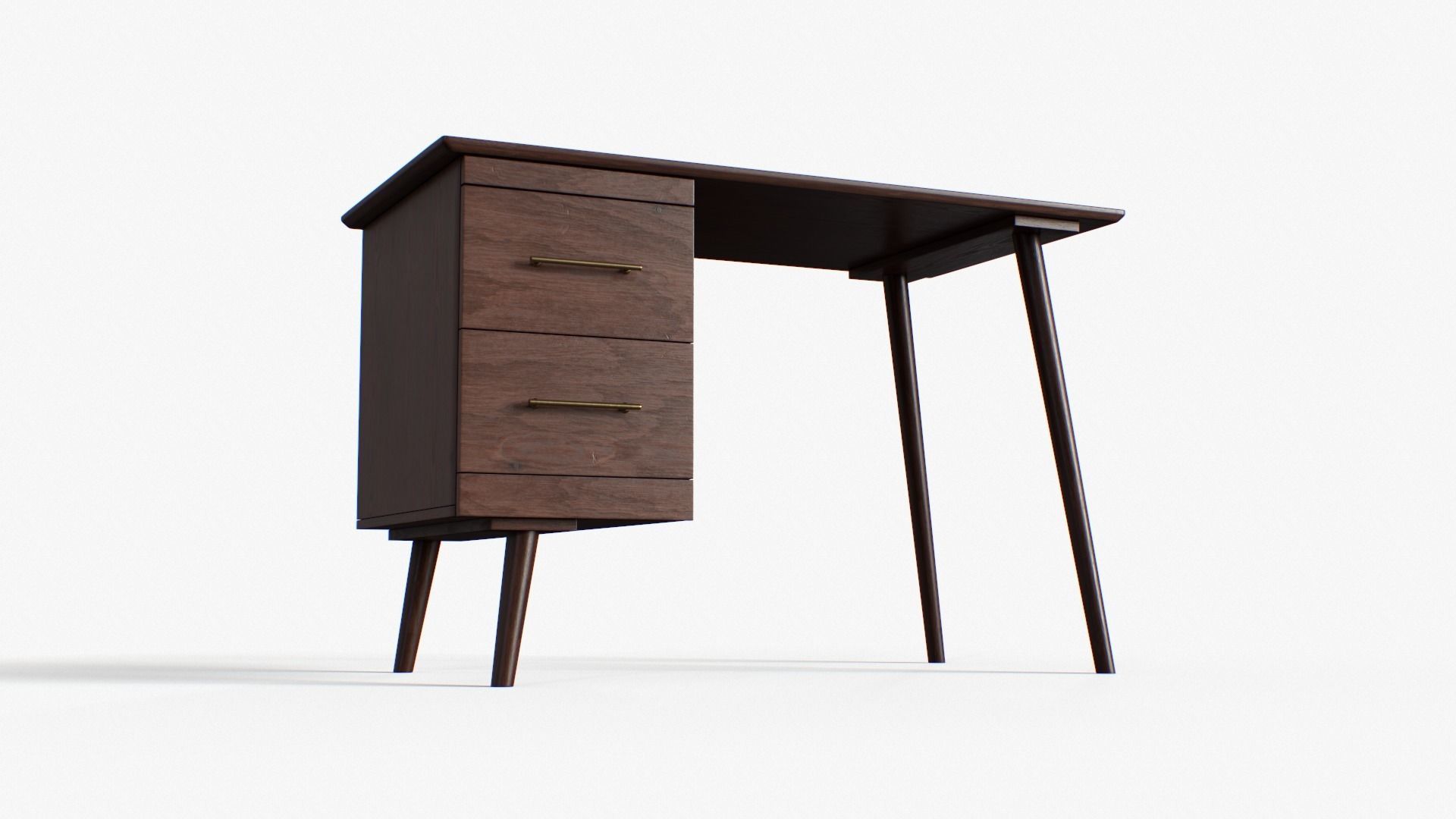 LEON Desk walnut and black Low-poly 3D model_7