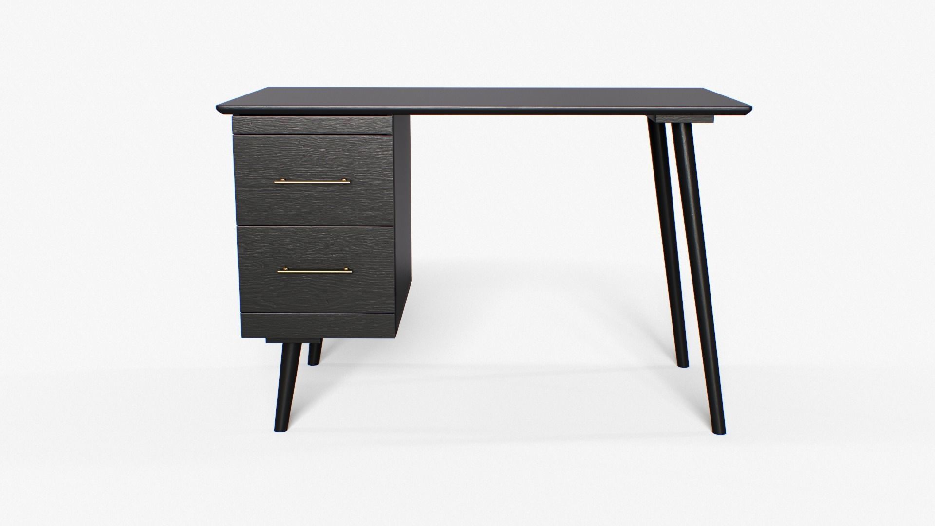 LEON Desk walnut and black Low-poly 3D model_4