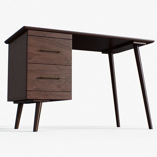 LEON Desk walnut and black Low-poly 3D model