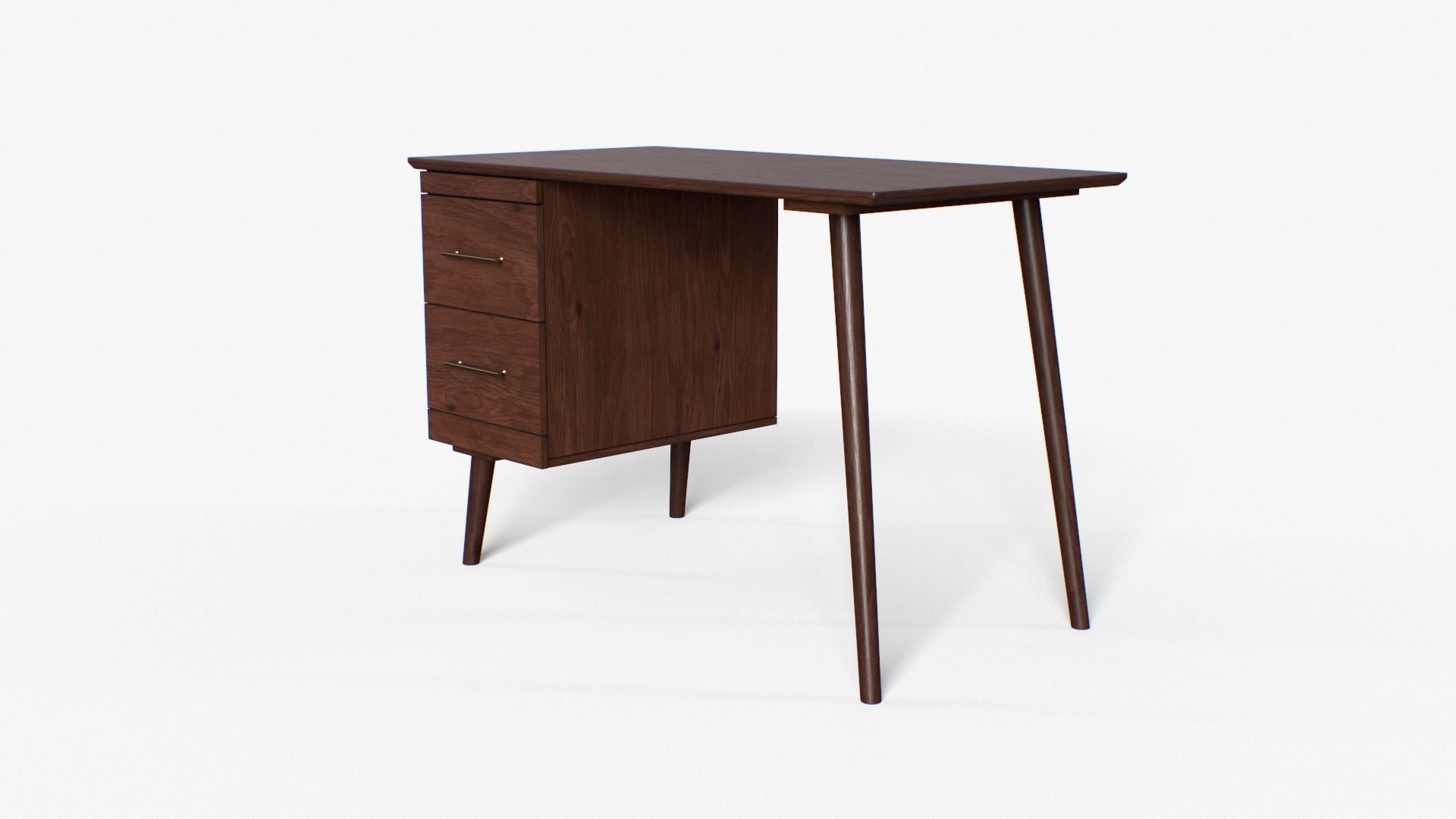 LEON Desk walnut and black Low-poly 3D model_6